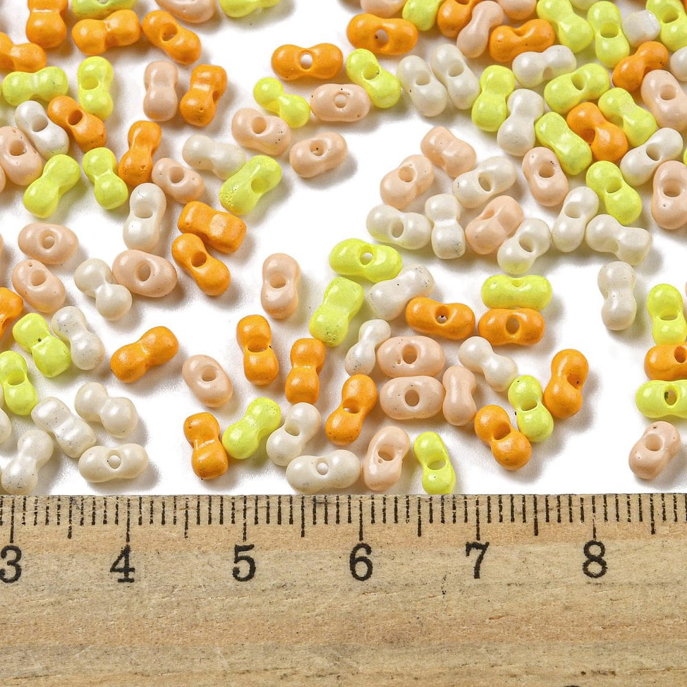 Opaque Baking Paint Glass Seed Beads Peanut golden 6x3x3mm Hole: 1.2mm 4000pcs/pound