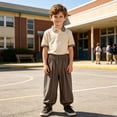 thumbnail image 2 of SJLDQY Boys Linen Pants Lightweight Summer Pants Relaxed Fit Elastic Waist Trousers, 2 of 7