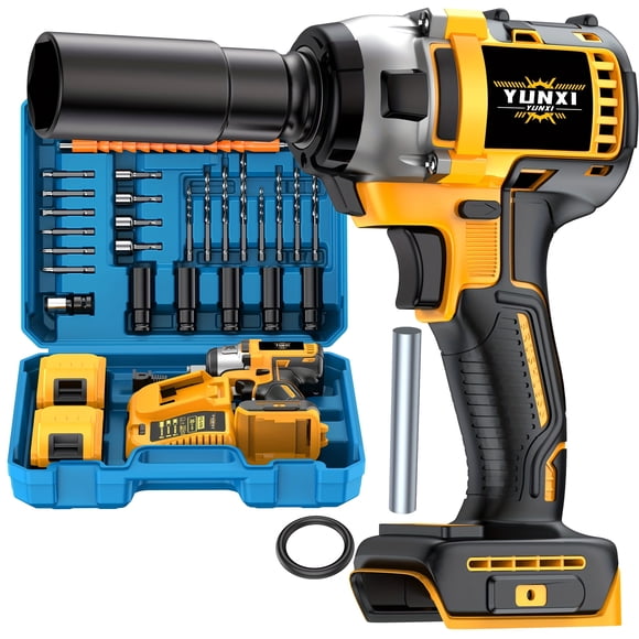 21V Brushless Cordless Impact Wrench & Drill Combo Kit, Wireless Power Tool Set for Car Home Repair Father's Day Gift