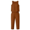 thumbnail image 5 of Womens 2 Piece Sleeveless Tops Sets Summer Outfits 2026 Two Piece Lounge Set Fashion Women Casual Solid 3/4 Pants Pockets Pants Suit, 5 of 5