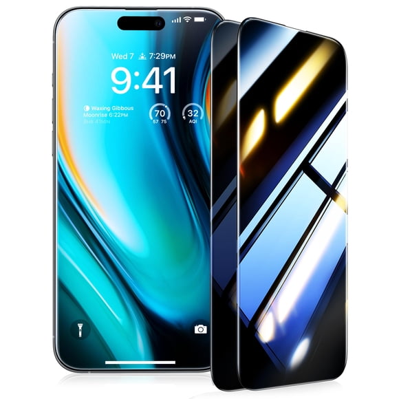 Protector de pantalla UltraGlass Ultra Top 9H+ Glass para iPhone 15 Pro Max Privacy, paquete de 2