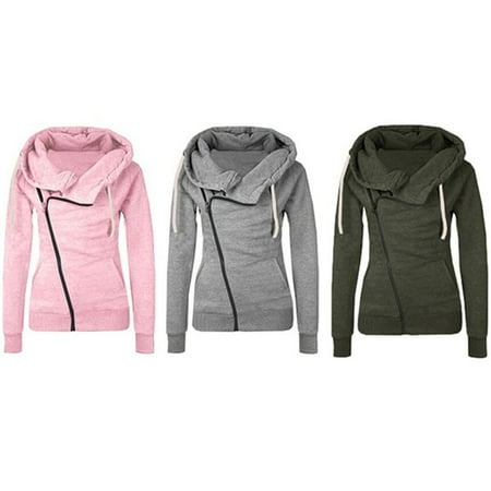 Just Hoods - Women Long Sleeve Hoodie Sweatshirt Sweater Hooded Cotton Coat Pullover