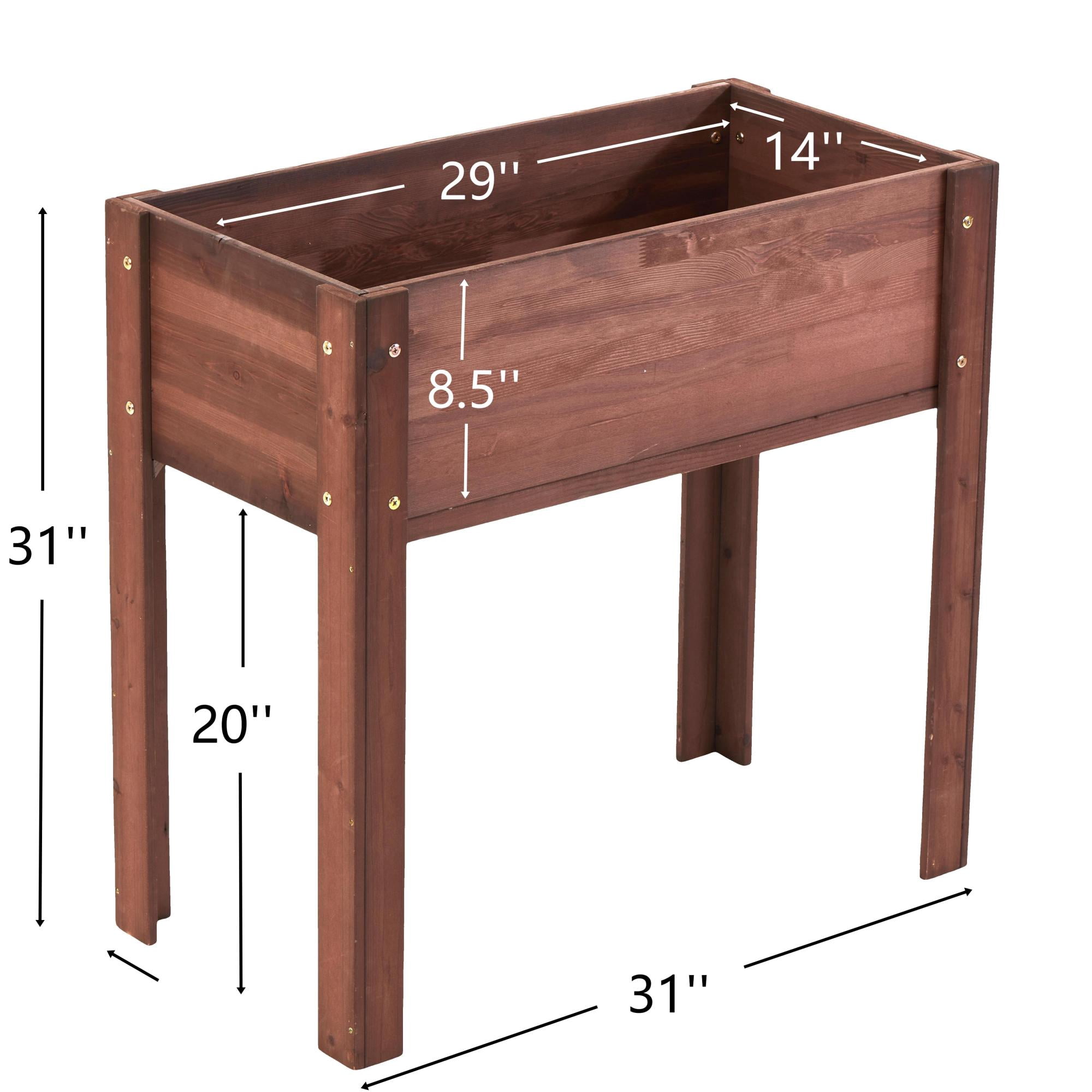 Jopath Brown Raised Garden Bed with Legs, Elevated Wooden Planter Box for Outdoor Plants Flowers Fruits Vegetable Herb Growing(31"x31"x16")