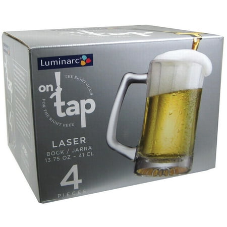 - Luminarc on Tap 13.75 Ounce Glass Laser Mug, Set of 4
