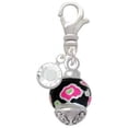 thumbnail image 2 of Delight Jewelry Silvertone Wide Hot Pink Cheetah Print Band Spinner - Silvertone Clip on Charm with Clear Crystal Drop, 2 of 5