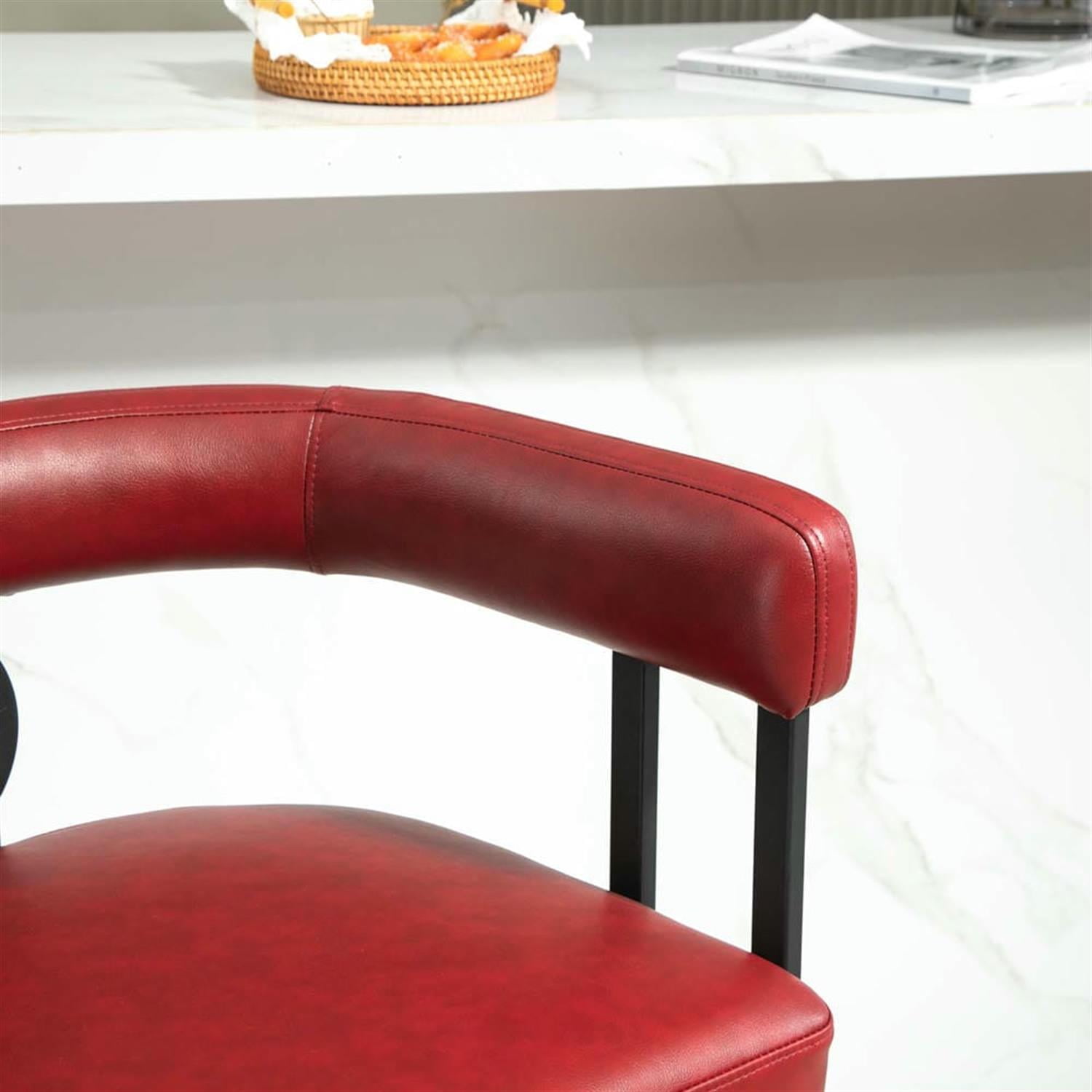 Demi Bonn 34" Counter Height Bar Stools Set of 2, Upholstered Barstools with Back, Kitchen Island Countertop Chairs for Dining Room, Red