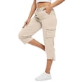 thumbnail image 5 of Dwellite Womens Quick Dry Cargo Capris with Pockets Loose Fit Casual Capri Pants Dressy Lightweight Ladies Baggy Cargo Pants for Hiking Khaki XL, 5 of 6