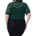 thumbnail image 4 of DARING DIVA Women's Plus Cropped Cardigans Floral Lace Bolero Shrugs 2X Dark Green, 4 of 6