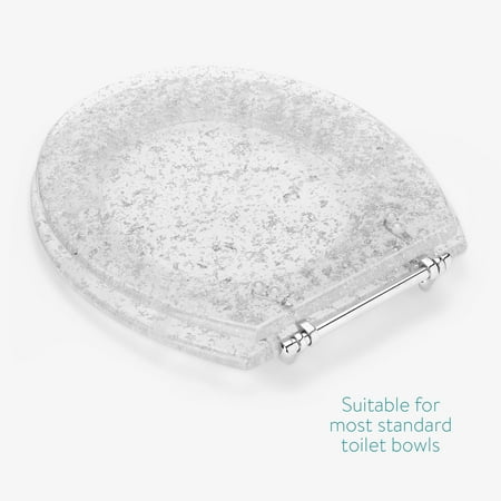 Navaris Clear Round Polyresin 16.5L x 14.2W D Shape Toilet Seat, 1 Piece
