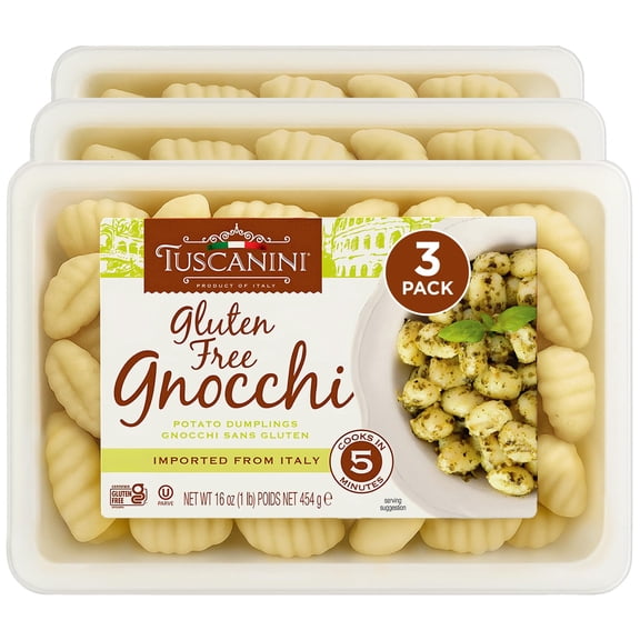 Tuscanini Gluten Free Potato Gnocchi, 16oz (3 Pack) | Imported from Italy, Low Fat, Ready in Minutes