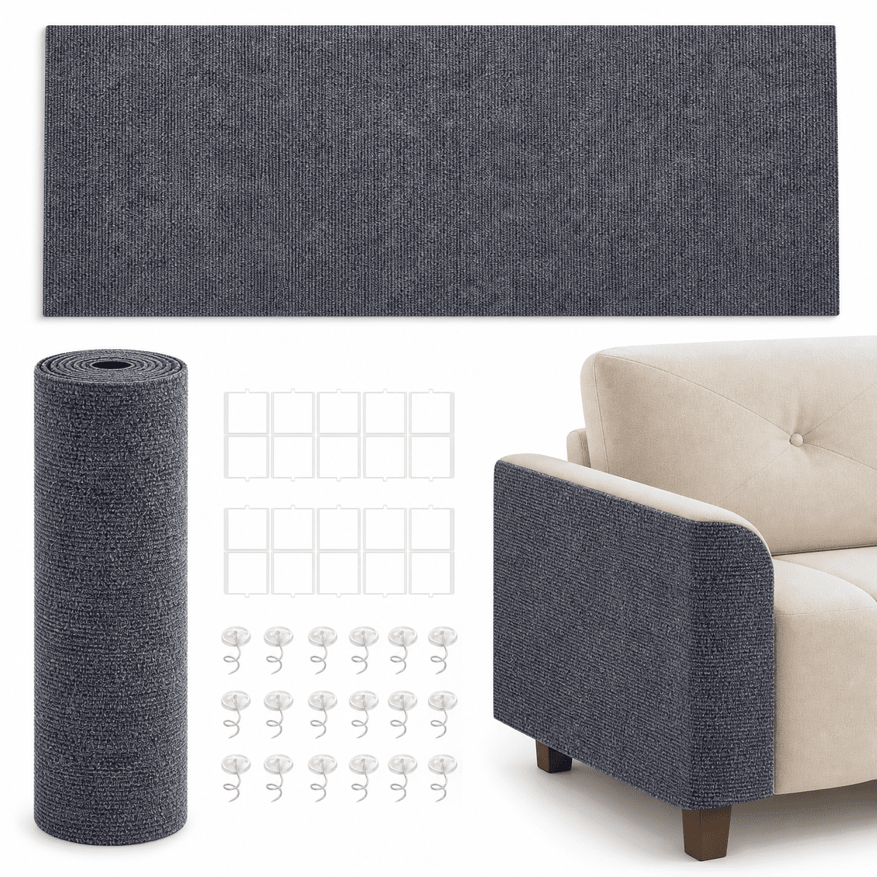 Cat Scratch Mat Dark Grey Self-Adhesive DIY Furniture Protector