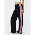 Women Striped Track Pants Elastic Waist Straight Leg Sweatpants Joggers