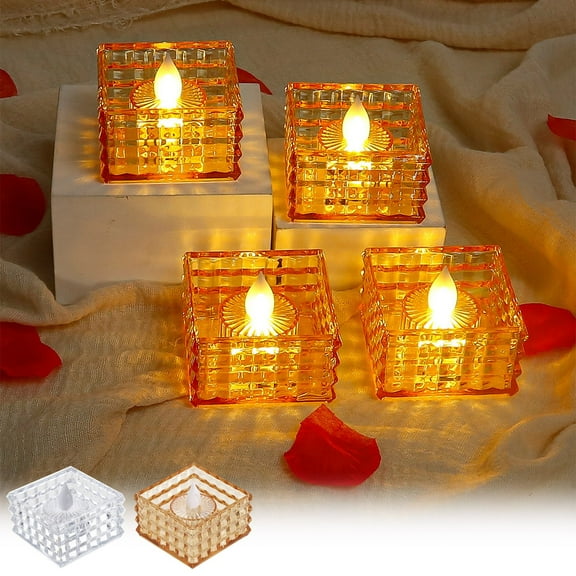 Nsxcdh LED Tea Light Candles Battery Operated Crystal Candles Flameless Votive Lights Realistic Glow Candle Set for Christmas and Holiday Decor