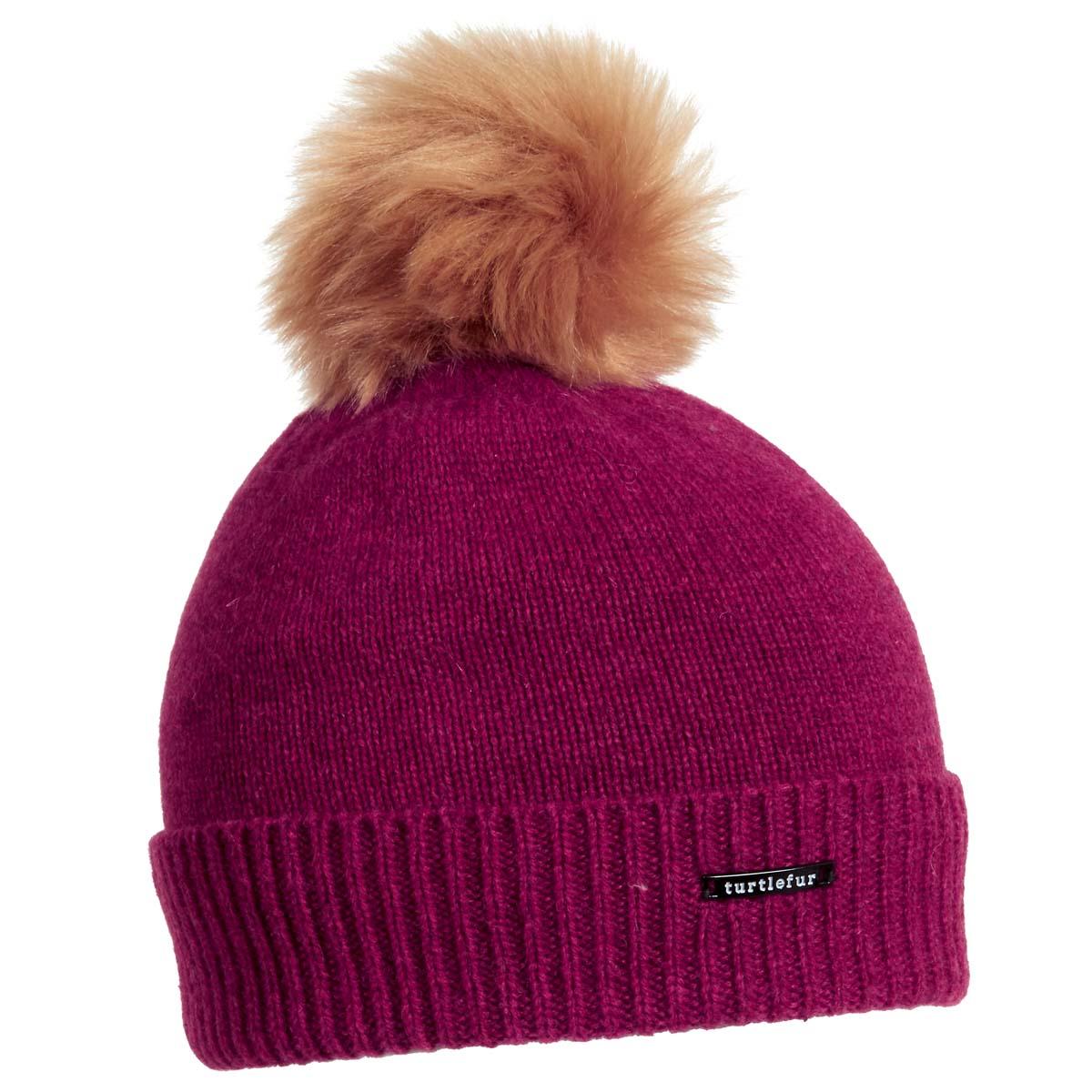 Faux Fur Pom Beanie, Chianti 