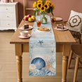 thumbnail image 2 of Navy Blue Coastal Table Runner 72 Inches, Shell Starfish Coral Vintage Summer Beach Bed Runner Dresser Scarves Tabletop for Indoor Outdoor Parties/Ceremony/Banquet, 14" x 72", 2 of 9
