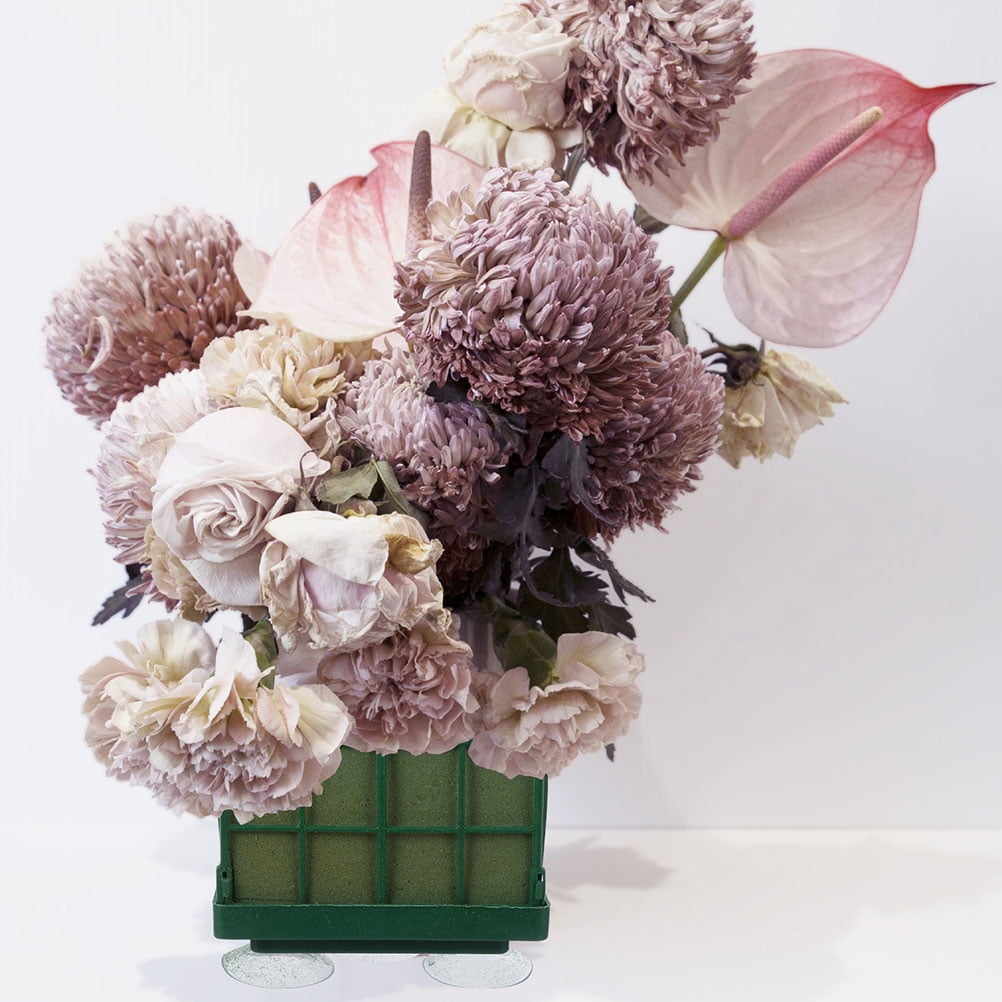 Phenofice Floral Arranging Supplies Green Plastic for Women Anniversary 6Pcs 4.3x4.3x3.5in