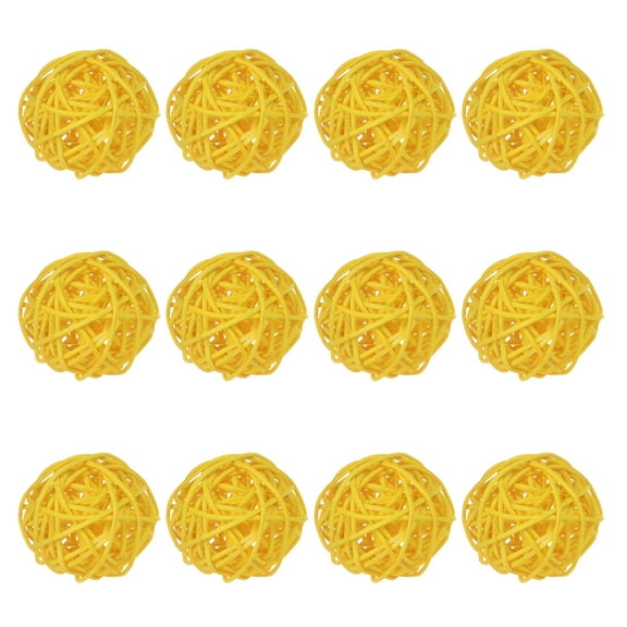 Uxcell 12-Pack Wicker Rattan Balls 40mm/1.6 Inch Decorative Rattan Balls for Christmas Weddings Thanksgiving Yellow