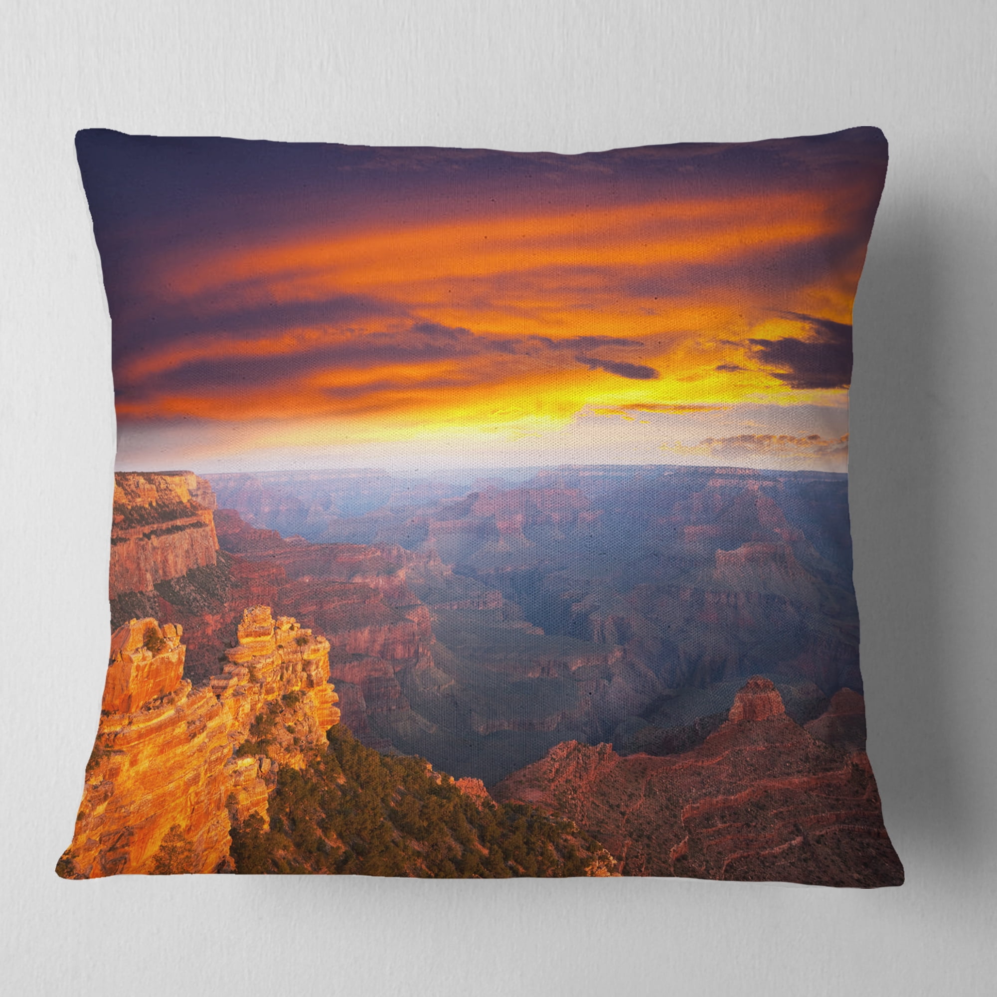 Designart Colorful Grand Canyon At Sunset - Landscape Printed Throw Pillow - 16x16
