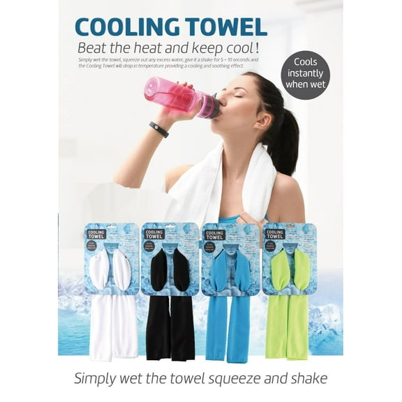 Dependable Industries 2 Pack Instant Cooling Towel Microfiber Beat the Heat Cools Instantly When Wet Multi Color Shipped Random