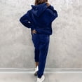 thumbnail image 3 of Velvet Outfits for Women Pullover Hoodie Jogger Pants Set Drawstring Soft Warm Streetwear Tracksuit Outfits Daily Wear Navy XXL, 3 of 7