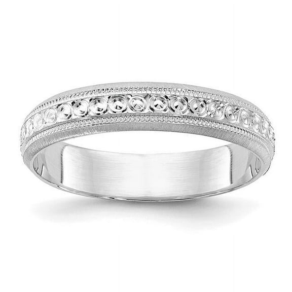 Finest Gold 14K White Gold 3 mm Design Etched Wedding Band - Size 5