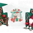 thumbnail image 1 of Camiseta con estampado de muñecos de nieve y Papá Noel con vibraciones navideñas para niños y niñas, camisetas de manga corta, camisetas gráficas para niños, camisetas festivas, regalo, 1 of 5