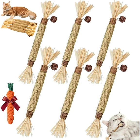 Puriq Natural Silvervine Dental Sticks, Silvervine Sticks for Cats, Natural Cat Chew Stick, Kittens Chew Toys for Teeth Cleaning, for Indoor Cats& Kittens (6PCS)