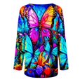 thumbnail image 5 of TSADFHJI Hauts d'Été pour Femmes en Solde Printemps et Automne Imprimé Col Rond Manches Longues Raglan devant et derrière T-Shirt Mi-Long G Bleu, 5 of 5