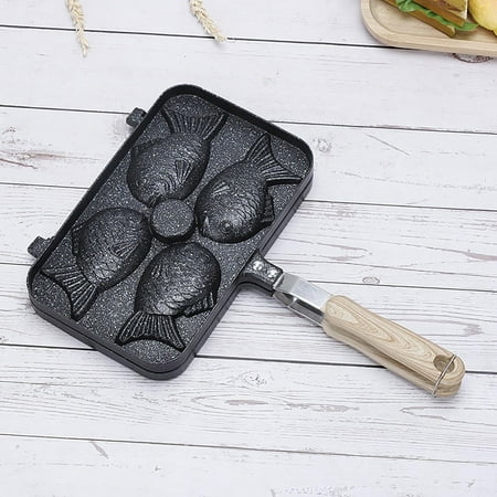 

solacol Small Nonstick Frying Pan Four Fish Waffle Non-Stick Double-Sided Sea Grill Aluminum 4 Fish Fish-Shaped Sea Frying Pan Small Frying Pan Nonstick Non Stick Frying Pans