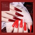 thumbnail image 3 of 24 Pcs/set Long Ladder Ballet Wearing Nail Patch Solid Color Diy Fake Nail Art Decoration Yellow, 3 of 7