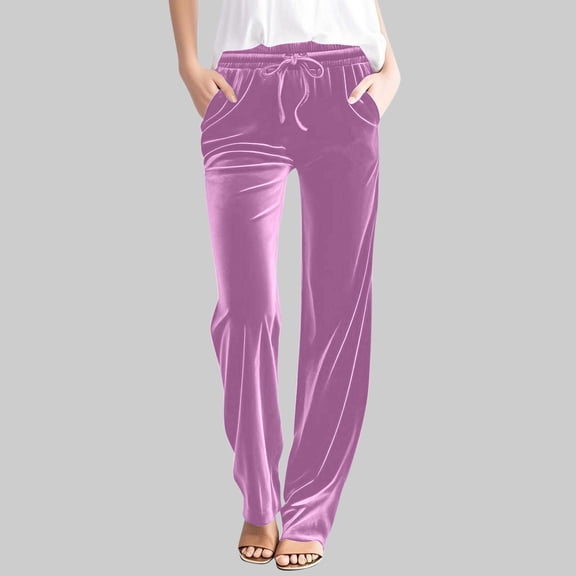 Karight Women Velour Pants Soft Velvet Sweatpants Straight Leg Athletic Joggers Casual Lounge Pajama Pants with Pockets