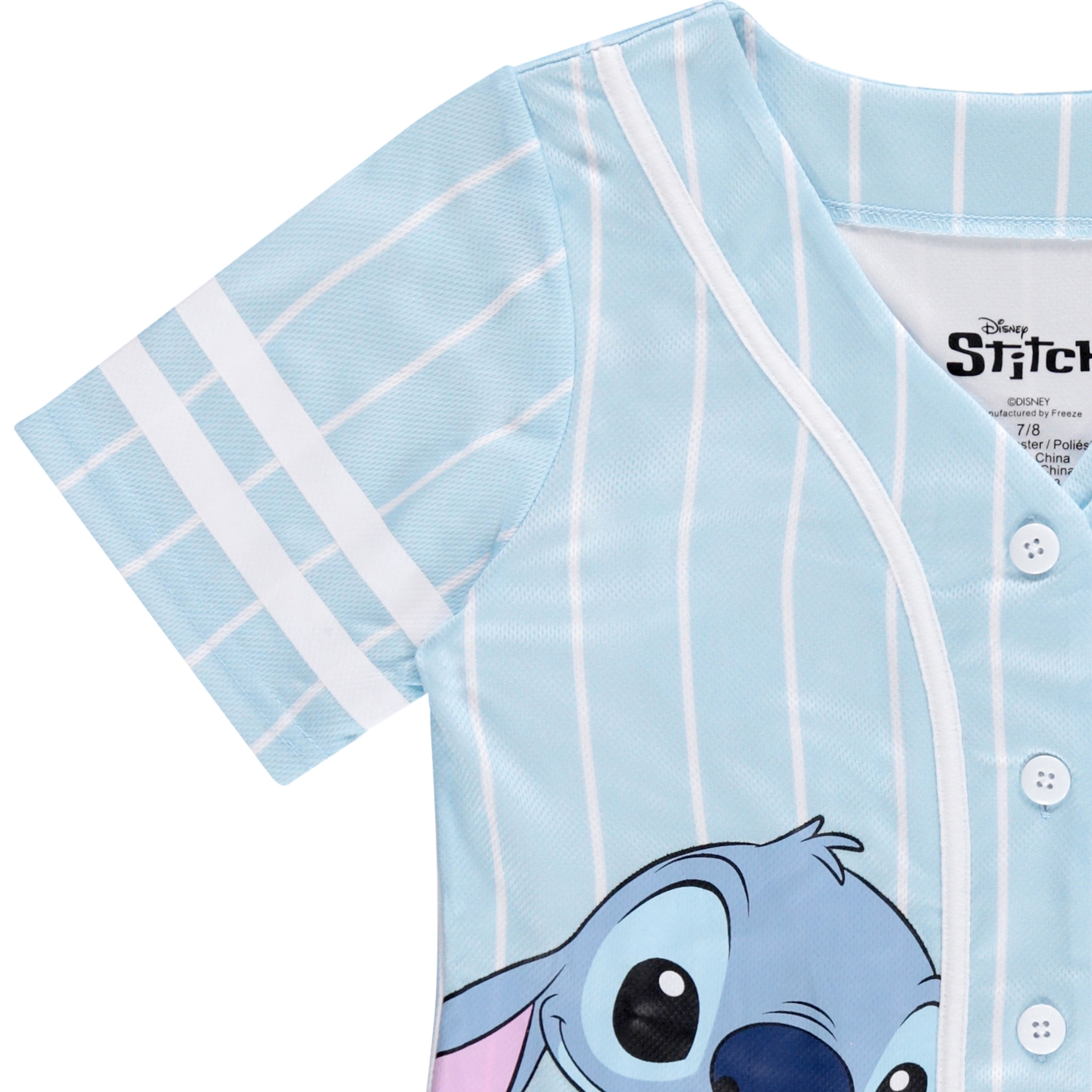 Disney Lilo & Stitch Girls Baseball Jersey Shirt Button Down Kids Tee Stitch Angel Sizes 4-16 Mint/White