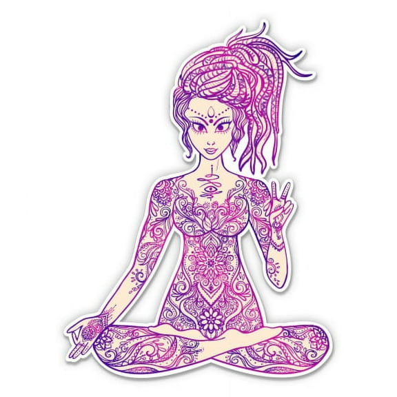 Pretty Hippie Girl - 3" Vinyl Sticker - For Car Laptop Water Bottle Phone - Waterproof Decal
