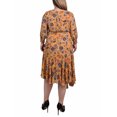 thumbnail image 3 of NY Collection Plus Size 3/4 Sleeve Belted Chiffon Hankerchief Hem Dress, 3 of 4