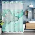 thumbnail image 6 of No Hook Shower Curtains with Snap-in Liner Set, Aqua Marble Waterproof Hotel Style Bathroom Shower Curtain, Modern Abstract Waves Silvery Farmhouse Breathable Mesh Top Window Bath Curtains 60''x72'', 6 of 9