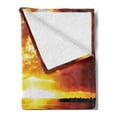 thumbnail image 2 of Ocean Soft Flannel Fleece Throw Blanket, Colorful Sunset on the Ocean Dramatic Sky Summertime Tropical Seaside Cloudscape, Cozy Plush for Indoor and Outdoor Use, 50" x 70", Brown Yellow, by Ambesonne, 2 of 5