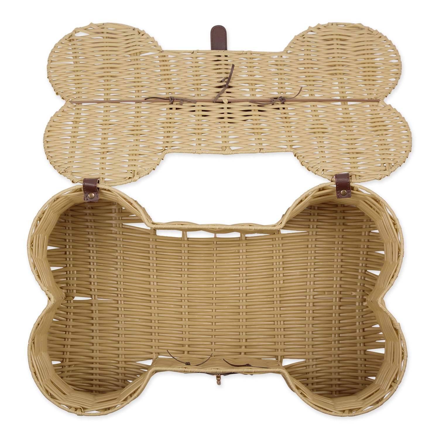 Bone Dry Pet Storage, Toy Basket, Medium, 21x13x8", Beige Plastic Wicker