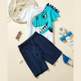 thumbnail image 2 of Toddler Boys Short Sleeve Dinosaur Prints T Shirt Tops Shorts Child Kids 2PC Set Outfits Clothes Size 3-4T, 2 of 6