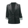 thumbnail image 4 of Holzkary Blazers for Women Casual Oversized Open Front 3/4 Sleeve Jackets Work Office Business Suit Blazer 2025 Women's Button Business Slim Fit Three Quarter Sleeve Rolled Edge Dark Grey 3Xl, 4 of 6