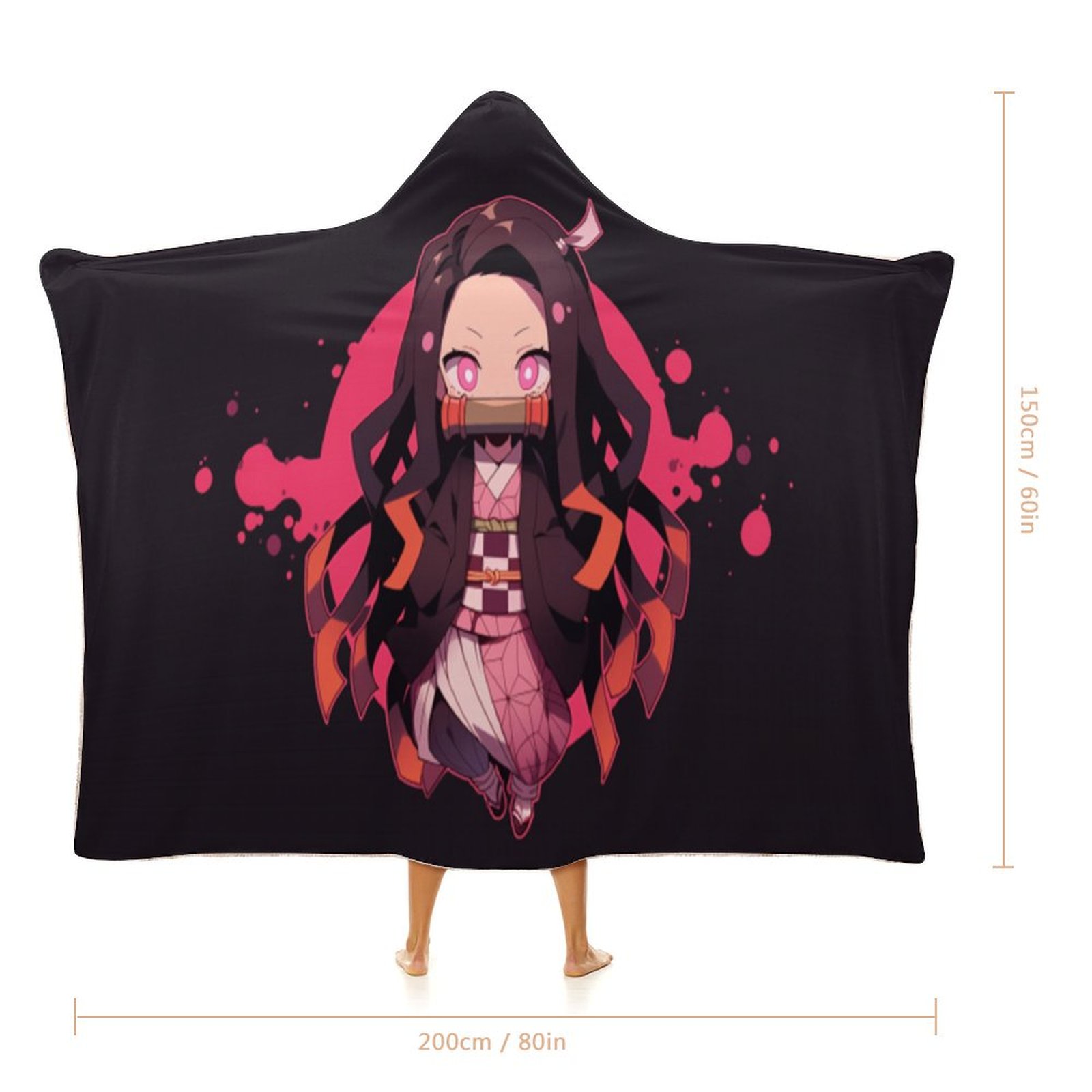 Demon Slayer Wearable Blanket Cloak Arctic Velvet Hooded Blanket Soft Fuzzy Hoodie Blanket Cape for Adults Kids 60"x80"