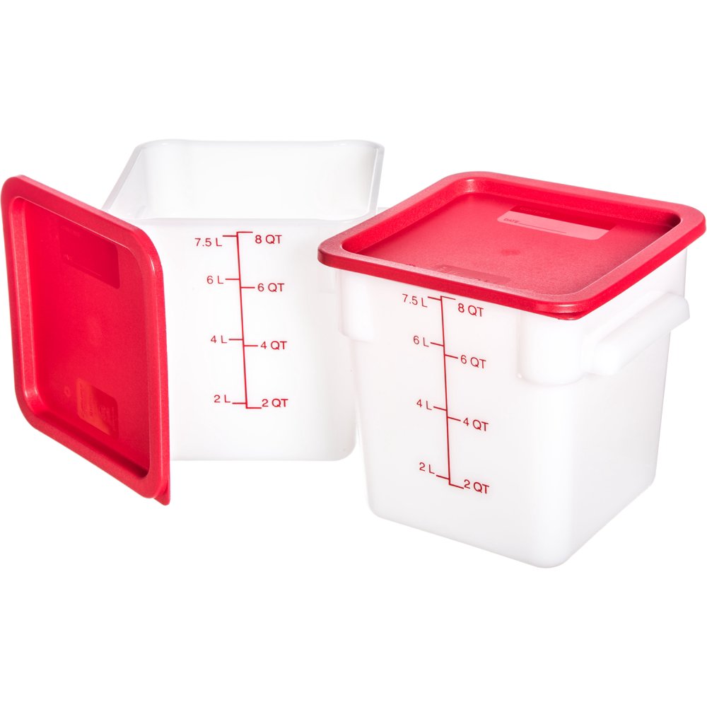 Carlisle 10733202 Plastic Square Food Storage Container with Lids, 8