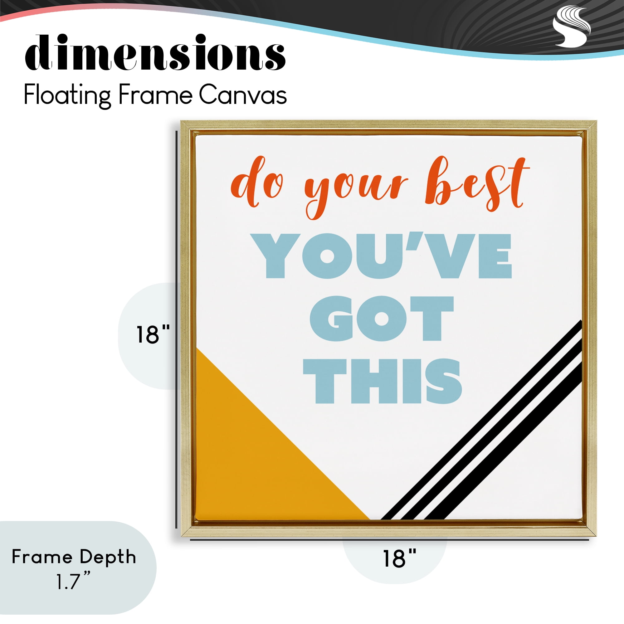 Stupell Industries Do Your Best You've Got This Gold Framed Floater Canvas Wall Art, design by Anna Quach