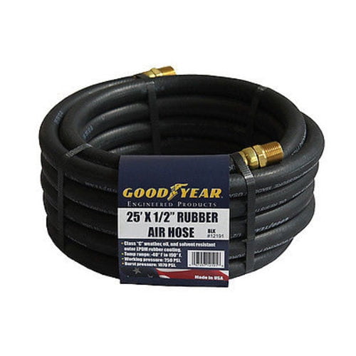 Rubber Air Hose 250 PSI Air Compressor Hose 12191 Goodyear 25' ft x 1/2" in 