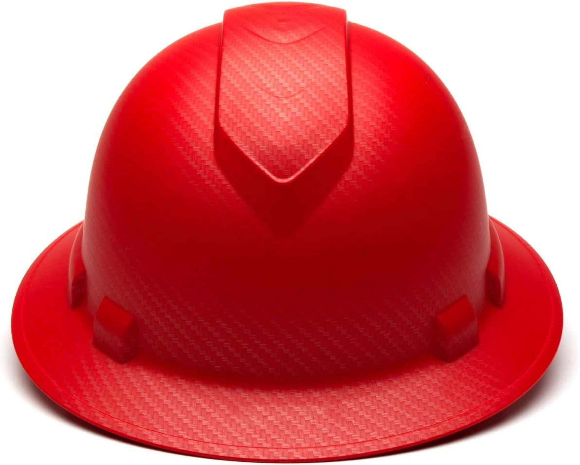 Pyramex Ridgeline Full Brim Hard Hat 4 Point Ratchet Matte Red Pattern