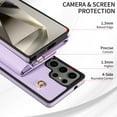 thumbnail image 3 of for Samsung Galaxy S25 Ultra Magnetic Back Flip Wallet Case with Card Slots, PU Leather + TPU Full Body Protection, with Shoulder Strap & Wrist Strap, Classic Kickstand Protective Rugged Cover, Purple, 3 of 6