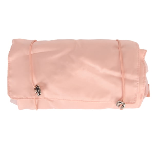 Neceser colgante 4 en 1 rosa, compacto y desmontable, organizador de maquillaje de viaje plegable y extraíble.