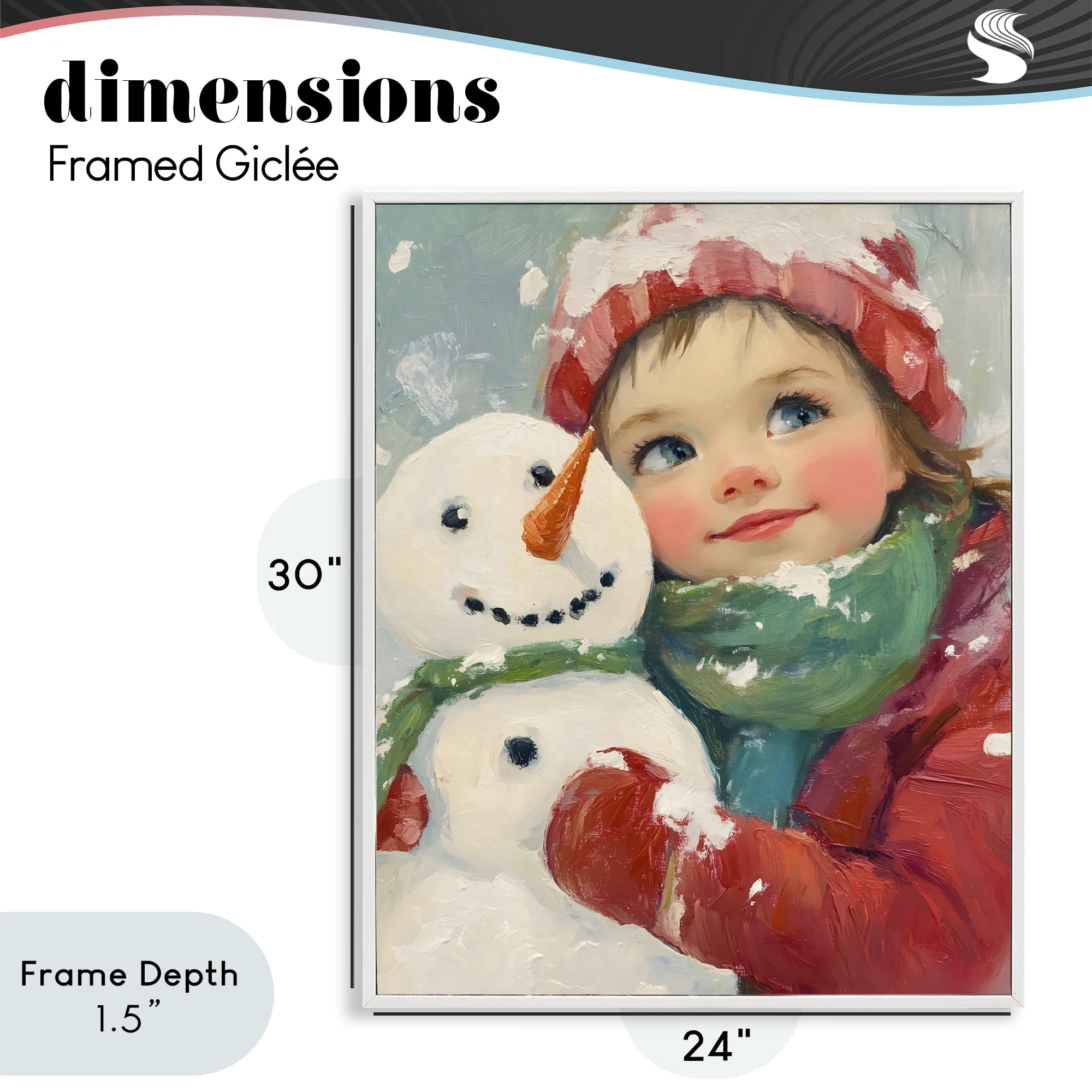 Stupell Industries Christmas Girl & Snowman Embrace White Framed Giclee Art, design by The Prints Vibe