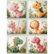 thumbnail image 1 of Qisvanset 12x16 Inch Pink Girl Dinosaur Canvas Wall Art, Cartoon Dino Theme Kids Room Wall Decor, 1 of 5
