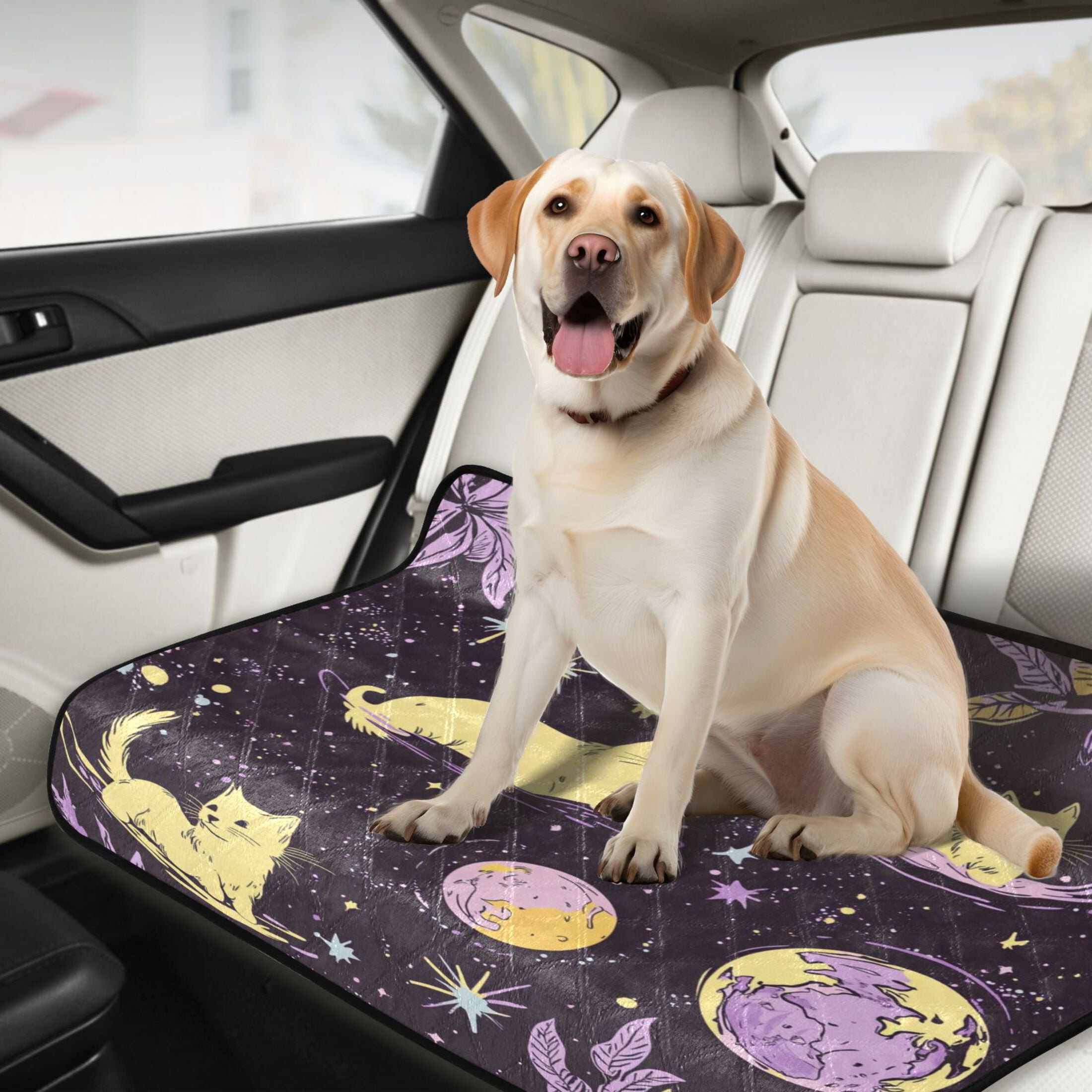 Qxltty Yellow Cats Artistic Pattern Cat litter Pads Pet Set of 3 Diaper Mats Center Anti-leakage Layer Absorbent Soft and Comfortable