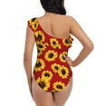 thumbnail image 5 of Haiem Sunflowers On Red Women's One Piece Swimsuits Tummy Control One Shoulder Bathing Suits Ruffle Swimwear-XX-Large, 5 of 8
